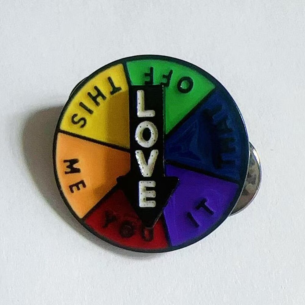 Love Spinner Enamel Pin | Mood Wheel “This Is Me / Love” Pin | Colorful Wheel La